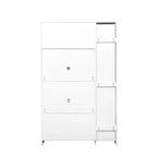 Meuble de rangement de cuisine multifonctionnel 43W Meuble de rangement de cuisine avec étagère de rangement multi-niveaux coulissante et 4 portes, Blanc-ModernLuxe