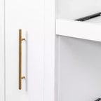 Meuble de rangement de cuisine multifonctionnel 43W Meuble de rangement de cuisine avec étagère de rangement multi-niveaux coulissante et 4 portes, Blanc-ModernLuxe