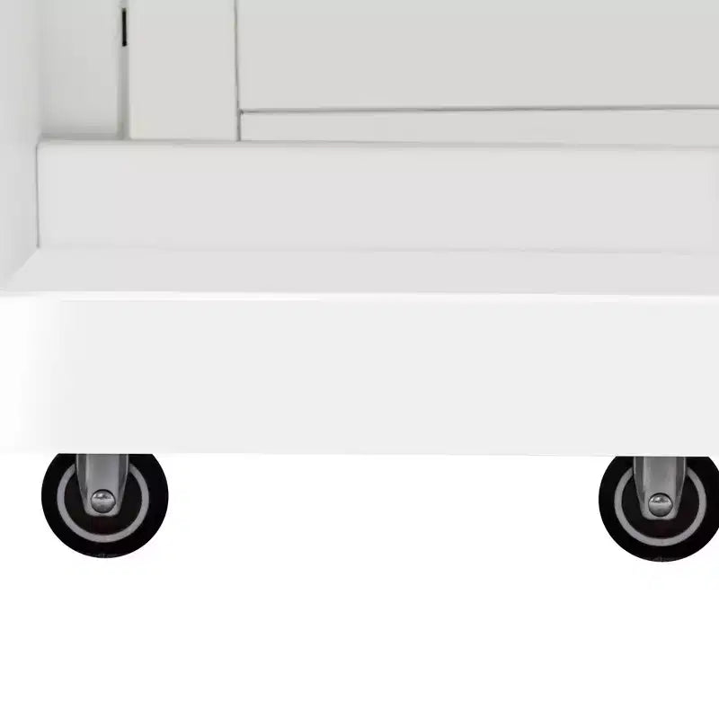 Meuble de rangement de cuisine multifonctionnel 43W Meuble de rangement de cuisine avec étagère de rangement multi-niveaux coulissante et 4 portes, Blanc-ModernLuxe