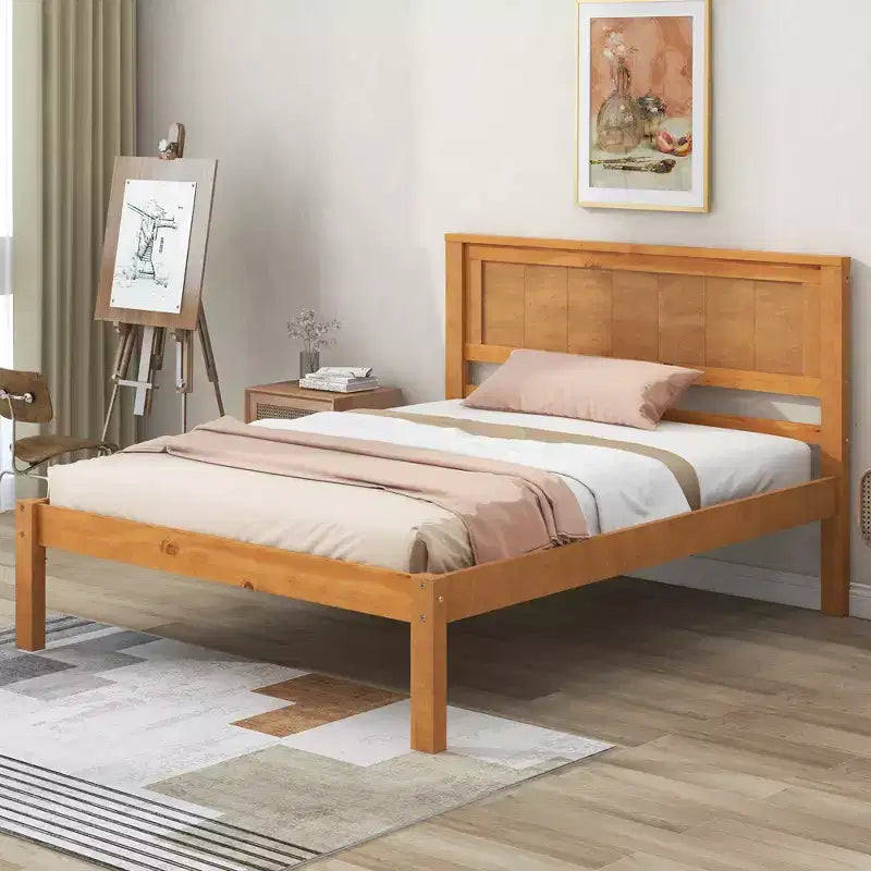 Lit plate-forme en bois Whisen moderne et simple avec tête de lit