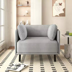 Fauteuil de salon vintage en cuir PU 39,17W avec cadre en bois massif et pieds en acier - HABITRIO