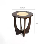 Table d'appoint ronde moderne du milieu du siècle LuxenHome, Table d'appoint avec blocs de couleur en bois de pin foncé avec pieds croisés pour chambre à coucher, salon Marron