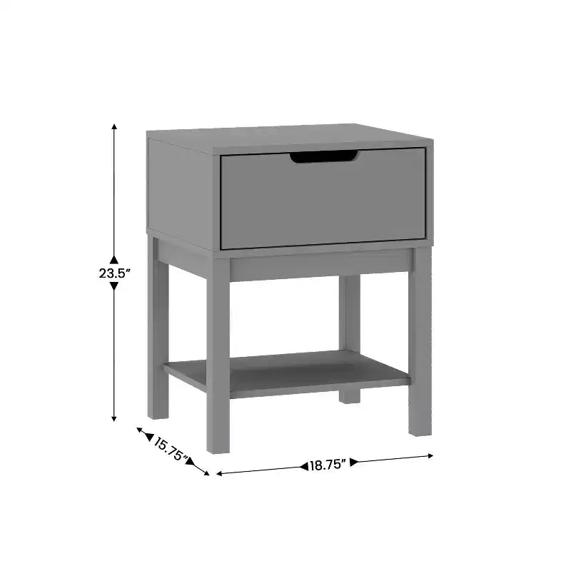 Flash Furniture Dallas Table de chevet en bois, Table d'appoint de chambre avec tiroir de rangement et étagère pour enfants