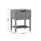 Flash Furniture Dallas Table de chevet en bois, Table d'appoint de chambre avec tiroir de rangement et étagère pour enfants