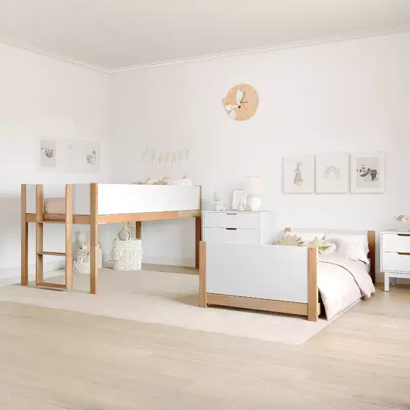Flash Furniture Dallas Lit superposé convertible en bois massif avec échelle pour enfants, sommier tapissier non requis
