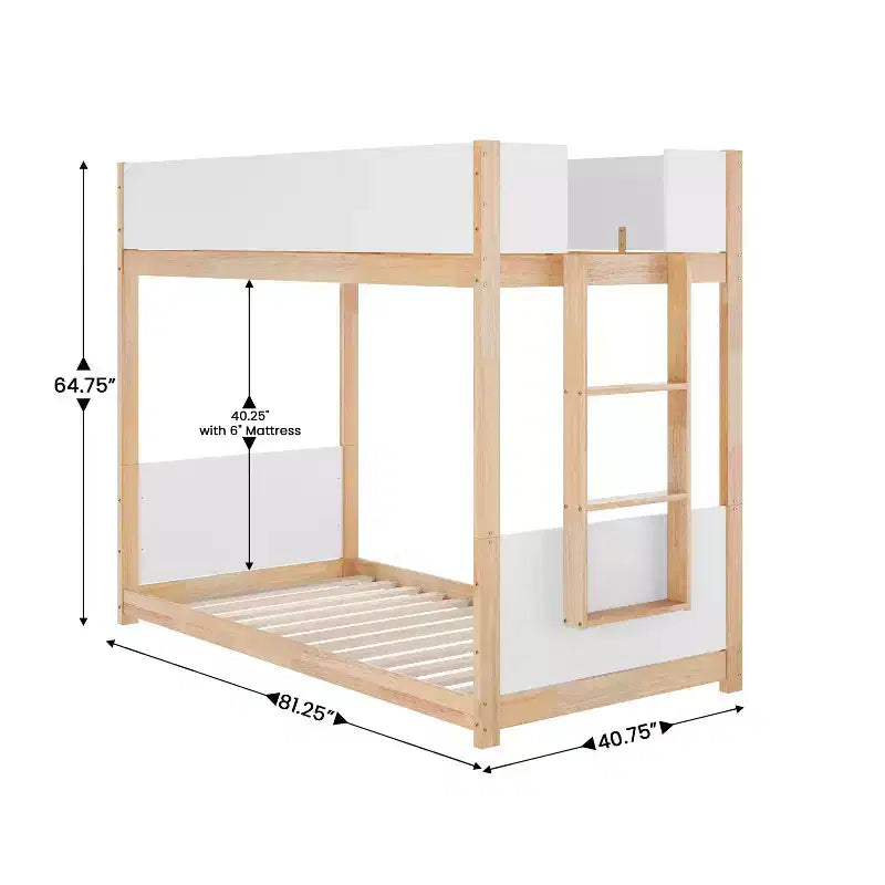 Flash Furniture Dallas Lit superposé convertible en bois massif avec échelle pour enfants, sommier tapissier non requis