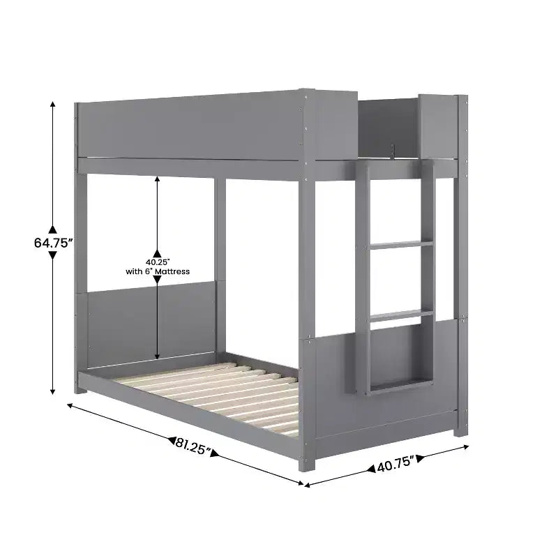 Flash Furniture Dallas Lit superposé convertible en bois massif avec échelle pour enfants, sommier tapissier non requis