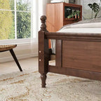 Lit en bois de pin Whisen Queen avec tête de lit capitonnée et pied de lit à panneau