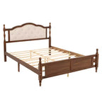 Lit en bois de pin Whisen Queen avec tête de lit capitonnée et pied de lit à panneau