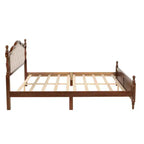 Lit en bois de pin Whisen Queen avec tête de lit capitonnée et pied de lit à panneau