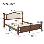 Lit en bois de pin Whisen Queen avec tête de lit capitonnée et pied de lit à panneau