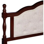 Lit en bois de pin Whisen Queen avec tête de lit capitonnée et pied de lit à panneau