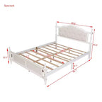 Lit en bois de pin Whisen Queen avec tête de lit capitonnée et pied de lit à panneau