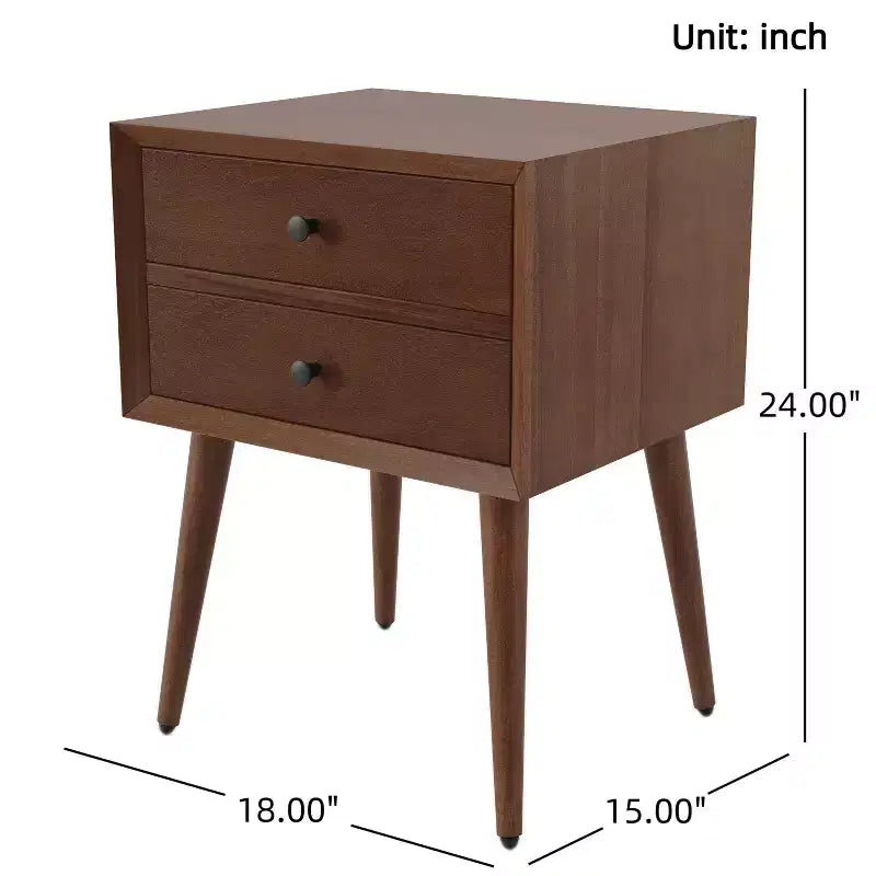 Table de chevet en bois d'acacia moderne du milieu du siècle Christopher Knight Home Caesar avec 2 tiroirs