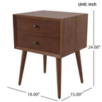 Table de chevet en bois d'acacia moderne du milieu du siècle Christopher Knight Home Caesar avec 2 tiroirs