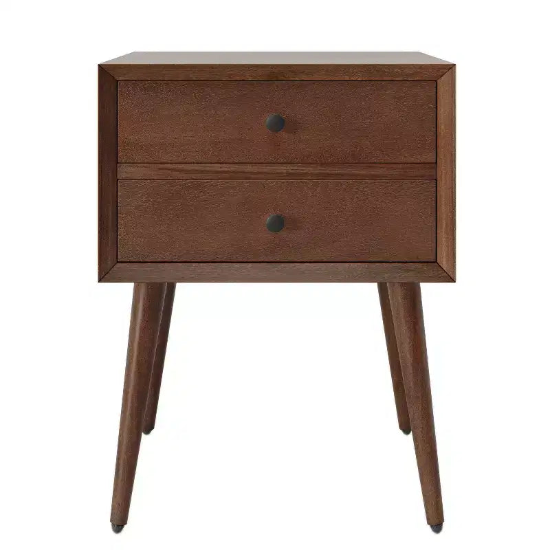 Table de chevet en bois d'acacia moderne du milieu du siècle Christopher Knight Home Caesar avec 2 tiroirs