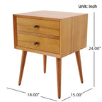 Table de chevet en bois d'acacia moderne du milieu du siècle Christopher Knight Home Caesar avec 2 tiroirs