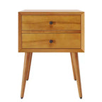 Table de chevet en bois d'acacia moderne du milieu du siècle Christopher Knight Home Caesar avec 2 tiroirs