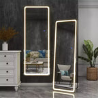 Miroir sans cadre rectangulaire moderne PexFix 40,6 cm l x 160 cm H avec coins arrondis, couleur blanc