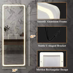 Miroir sans cadre rectangulaire moderne PexFix 40,6 cm l x 160 cm H avec coins arrondis, couleur blanc