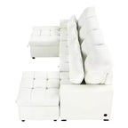 Canapé d'angle surdimensionné en U de 110,2 W, canapé-lit escamotable avec double chaise longue de rangement et 2 ports USB - ModernLuxe