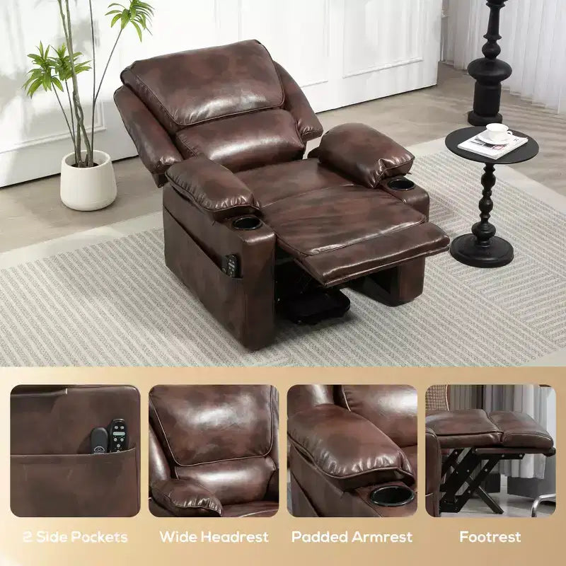 Fauteuil inclinable électrique avec fonction releveur, fauteuil inclinable de massage électrique chauffant HOMCOM avec télécommande, poches latérales, ressorts ensachés