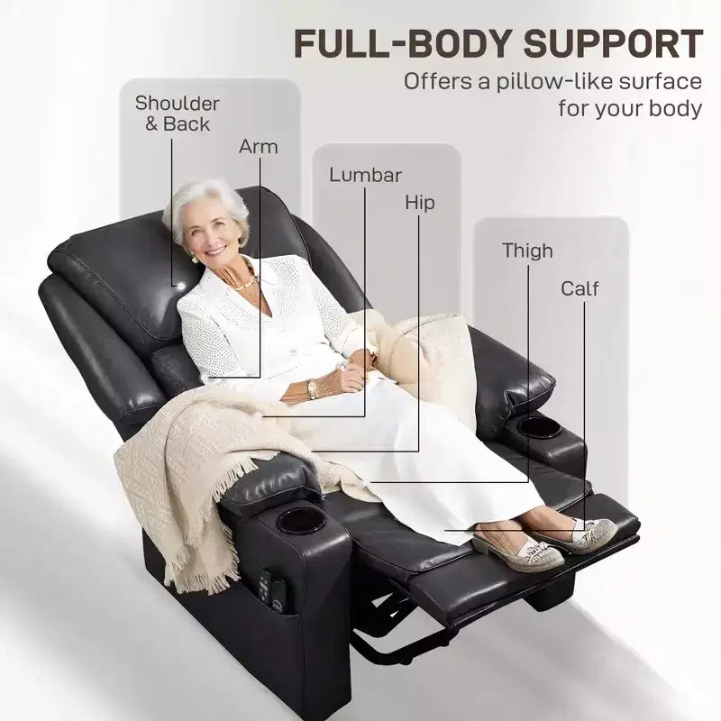 Fauteuil inclinable électrique avec fonction releveur, fauteuil inclinable de massage électrique chauffant HOMCOM avec télécommande, poches latérales, ressorts ensachés