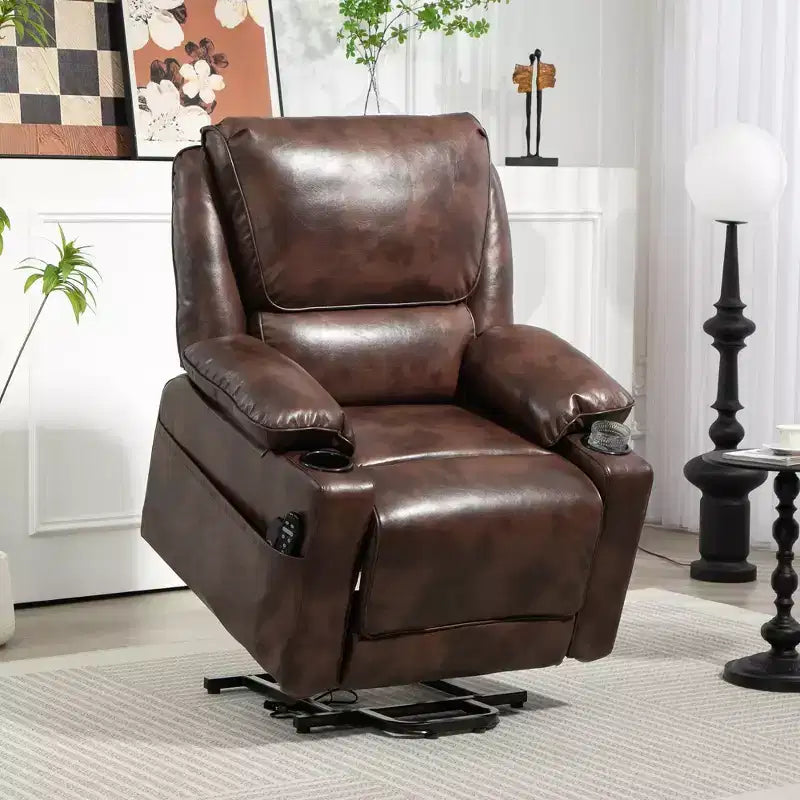 Fauteuil inclinable électrique avec fonction releveur, fauteuil inclinable de massage électrique chauffant HOMCOM avec télécommande, poches latérales, ressorts ensachés