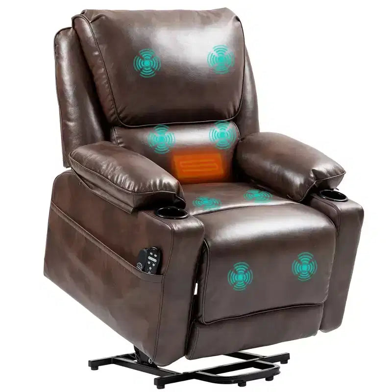 Fauteuil inclinable électrique avec fonction releveur, fauteuil inclinable de massage électrique chauffant HOMCOM avec télécommande, poches latérales, ressorts ensachés