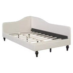 Lit de repos d'angle en lin, taille double, avec pieds en bois massif