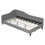 Lit de repos d'angle en lin, taille double, avec pieds en bois massif