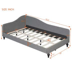 Lit de repos d'angle en lin, taille double, avec pieds en bois massif