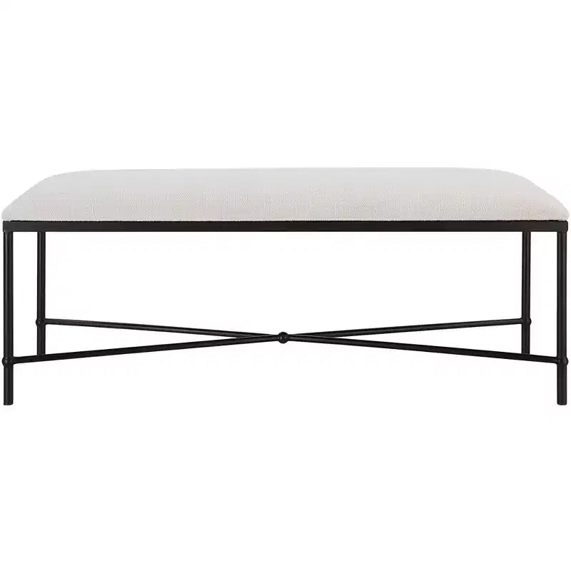 Uttermost Avenham 50 1/2 Wide White Fabric Accent Bench