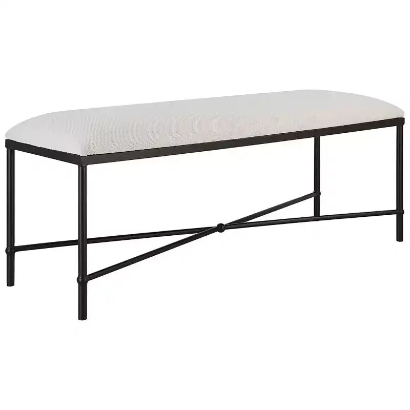 Banc d'appoint en tissu blanc Uttermost Avenham de 50 1/2 po de large