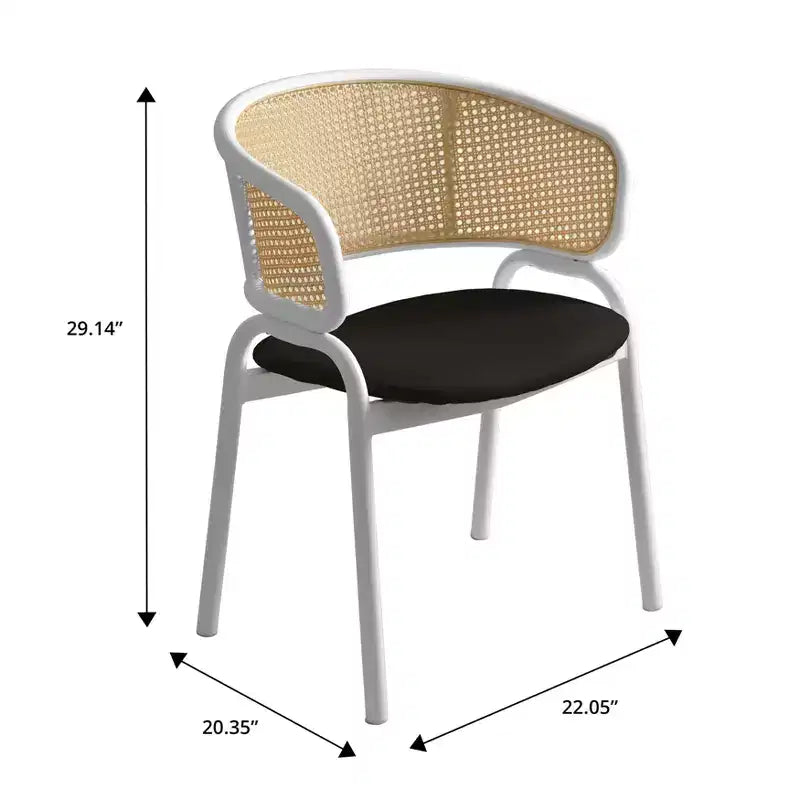 LeisureMod Ervilla - Lot de 4 chaises de salle à manger en osier avec dossier en U, assise en cuir et structure en acier - Sièges modernes pour cuisine, salle à manger, café