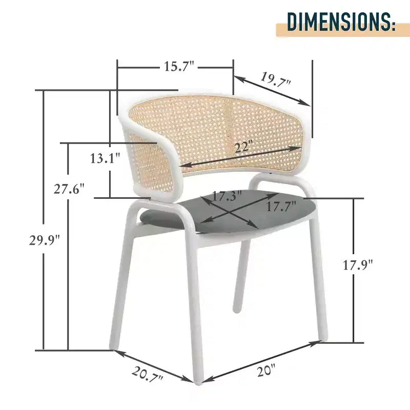 LeisureMod Ervilla - Lot de 4 chaises de salle à manger en osier avec dossier en U, assise en cuir et structure en acier - Sièges modernes pour cuisine, salle à manger, café