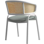 LeisureMod Ervilla - Lot de 4 chaises de salle à manger en osier avec dossier en U, assise en cuir et structure en acier - Sièges modernes pour cuisine, salle à manger, café