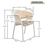 LeisureMod Ervilla - Lot de 4 chaises de salle à manger en osier avec dossier en U, assise en cuir et structure en acier - Sièges modernes pour cuisine, salle à manger, café