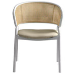 LeisureMod Ervilla - Lot de 4 chaises de salle à manger en osier avec dossier en U, assise en cuir et structure en acier - Sièges modernes pour cuisine, salle à manger, café