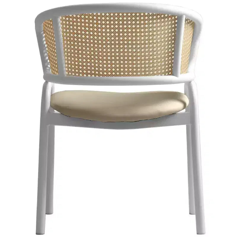 LeisureMod Ervilla - Lot de 4 chaises de salle à manger en osier avec dossier en U, assise en cuir et structure en acier - Sièges modernes pour cuisine, salle à manger, café
