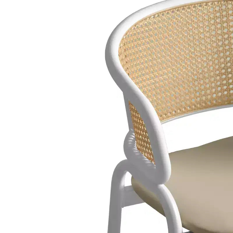 LeisureMod Ervilla - Lot de 4 chaises de salle à manger en osier avec dossier en U, assise en cuir et structure en acier - Sièges modernes pour cuisine, salle à manger, café