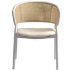 LeisureMod Ervilla - Lot de 4 chaises de salle à manger en osier avec dossier en U, assise en cuir et structure en acier - Sièges modernes pour cuisine, salle à manger, café