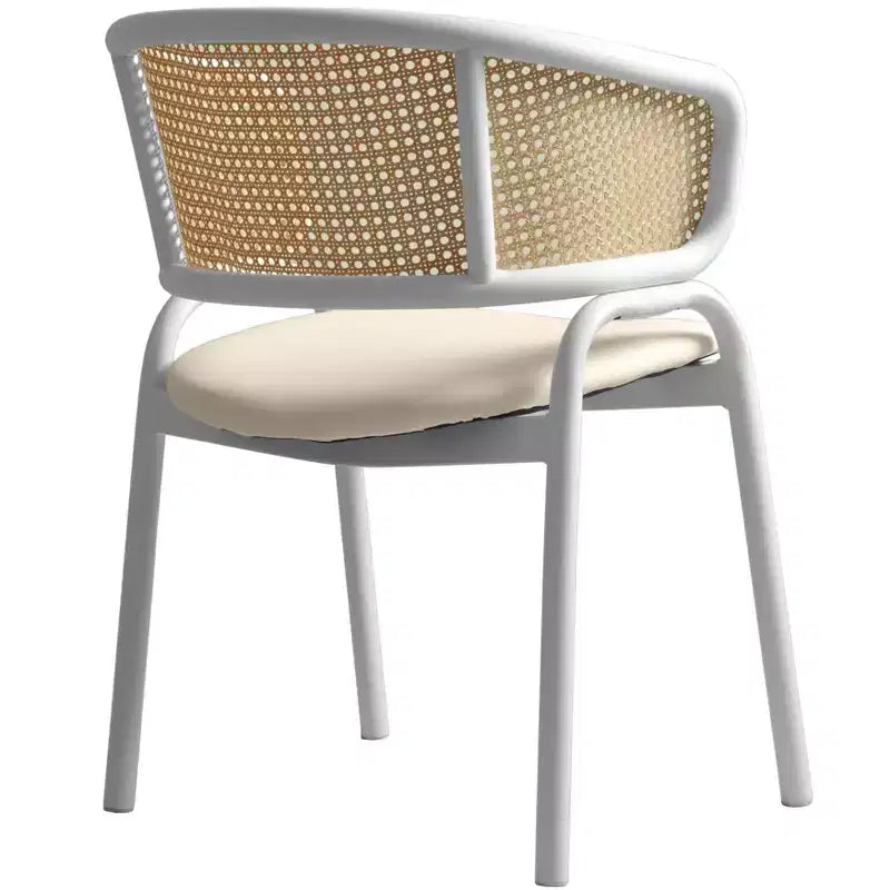 LeisureMod Ervilla - Lot de 4 chaises de salle à manger en osier avec dossier en U, assise en cuir et structure en acier - Sièges modernes pour cuisine, salle à manger, café
