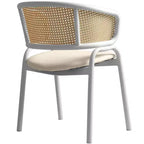 LeisureMod Ervilla - Lot de 4 chaises de salle à manger en osier avec dossier en U, assise en cuir et structure en acier - Sièges modernes pour cuisine, salle à manger, café