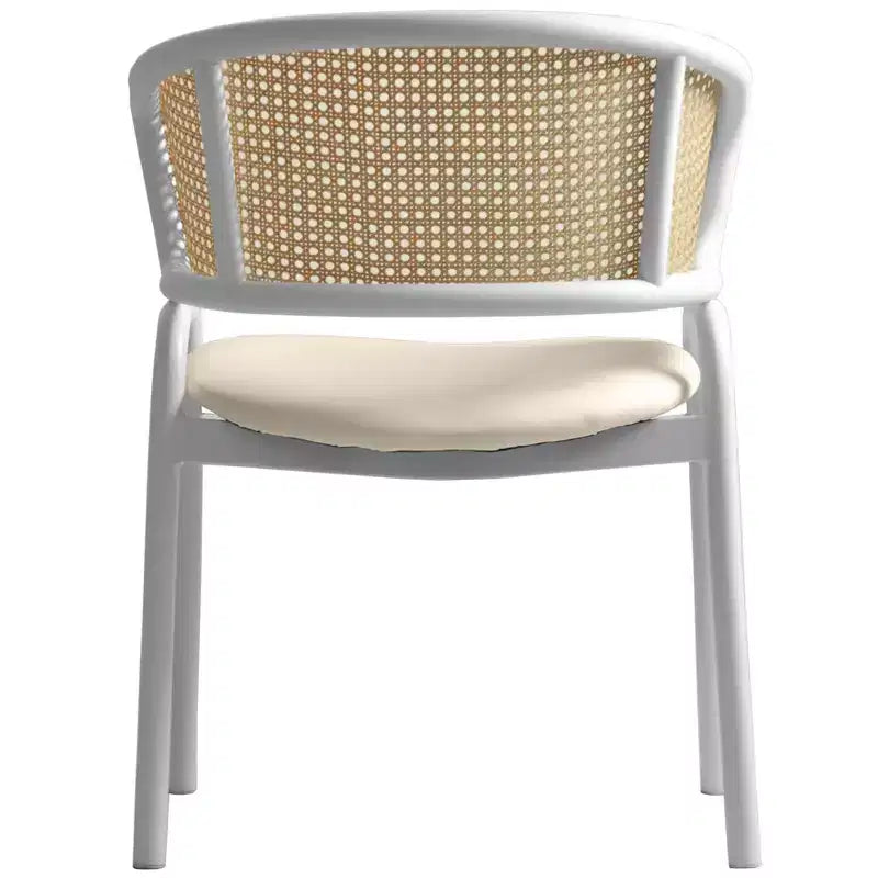 LeisureMod Ervilla - Lot de 4 chaises de salle à manger en osier avec dossier en U, assise en cuir et structure en acier - Sièges modernes pour cuisine, salle à manger, café