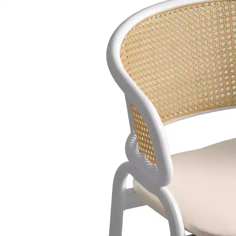 LeisureMod Ervilla - Lot de 4 chaises de salle à manger en osier avec dossier en U, assise en cuir et structure en acier - Sièges modernes pour cuisine, salle à manger, café