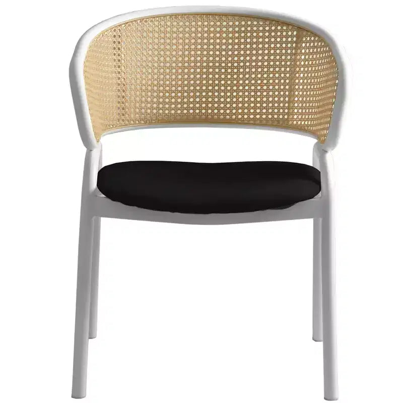 LeisureMod Ervilla - Lot de 4 chaises de salle à manger en osier avec dossier en U, assise en cuir et structure en acier - Sièges modernes pour cuisine, salle à manger, café
