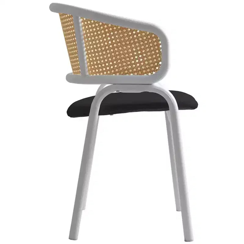 LeisureMod Ervilla - Lot de 4 chaises de salle à manger en osier avec dossier en U, assise en cuir et structure en acier - Sièges modernes pour cuisine, salle à manger, café
