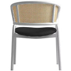 LeisureMod Ervilla - Lot de 4 chaises de salle à manger en osier avec dossier en U, assise en cuir et structure en acier - Sièges modernes pour cuisine, salle à manger, café