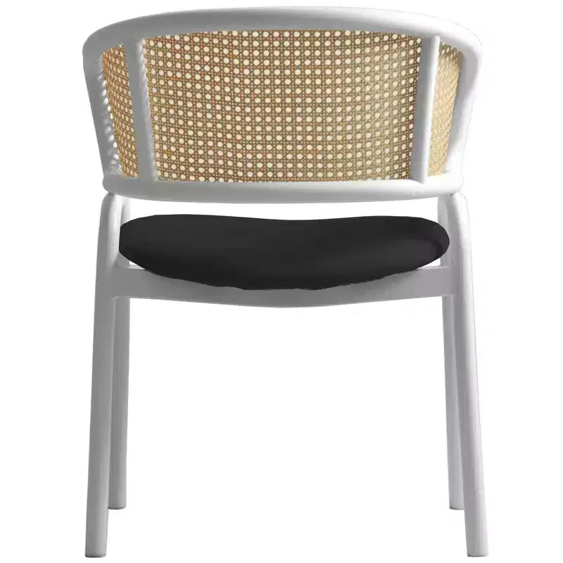 LeisureMod Ervilla - Lot de 4 chaises de salle à manger en osier avec dossier en U, assise en cuir et structure en acier - Sièges modernes pour cuisine, salle à manger, café